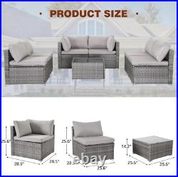 7 Pieces Patio Furniture Set Wicker Outdoor Sectional Sofa Couch With Cushions