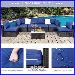 7-Pieces Patio Furniture Sets Outdoor Sectional Sofa Rattan Wicker Sofa With Table