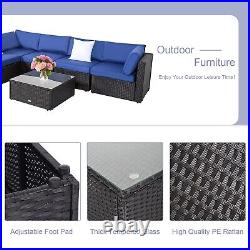 7-Pieces Patio Furniture Sets Outdoor Sectional Sofa Rattan Wicker Sofa With Table