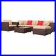 7 Pieces Patio Sofa Set PE Rattan Outdoor Furniture Sectional Conversation Sofas