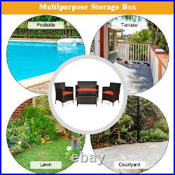 8PCS Rattan Patio Furniture Set Cushioned Sofa Chair Coffee Table Orange