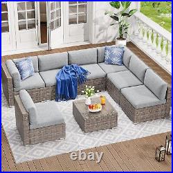 8PC Outdoor Patio Furniture Set Sectional Sofa PE Rattan Wicker Conversation Set