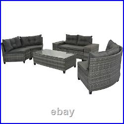 8 PCS Outdoor Patio Wicker Rattan Furniture Round Sectional Sofa Set WithCushions