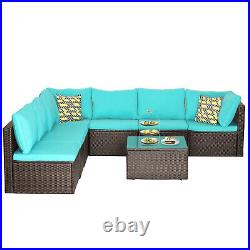 8 Pieces Outdoor Patio Furniture Sets, Wicker Sectional Sofa Conversation Sets