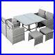 9 Piece Outdoor Patio Furniture Garden Dining Set Table Armchairs and Ottoman