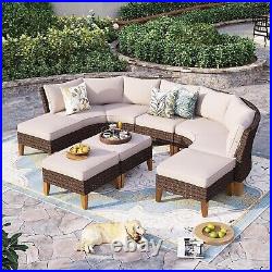 9 Pieces Outdoor Patio Furniture Sets Sectional Sofa Rattan Chair Wicker Set