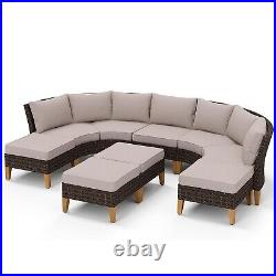 9 Pieces Outdoor Patio Furniture Sets Sectional Sofa Rattan Chair Wicker Set