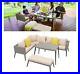ANSCHAUN Outdoor Sectional With Dining Table Patio Furniture Set Rattan
