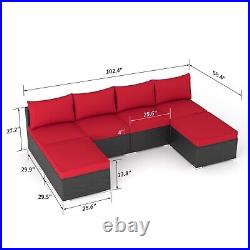 Ainfox 6 Pcs Outdoor Patio Furniture Sofa Set Clearance, Red
