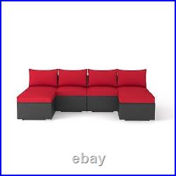Ainfox 6 Pcs Outdoor Patio Furniture Sofa Set Clearance, Red