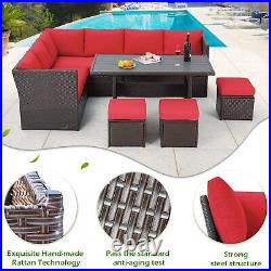 All Weather Wicker 7 Pieces Outdoor Patio Furniture Set with Dining Table&Chair