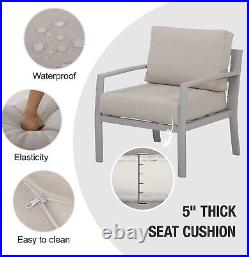 Aluminum Patio Furniture, 4 Pcs Outdoor Conversation Set, Modern Sectional Sofa