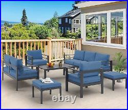 Aluminum Patio Furniture Set 7 Pieces Outdoor Conversation Sets with Table