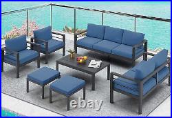 Aluminum Patio Furniture Set 7 Pieces Outdoor Conversation Sets with Table