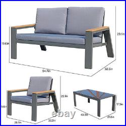 Aluminum Patio Outdoor Furniture Set Conversation Sofa Sets with Coffee Table