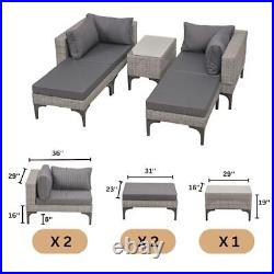 Anschaun 5 Piece Outdoor Patio Furniture Set Wicker Washable Cushions