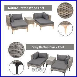 Anschaun 5 Piece Outdoor Patio Furniture Set Wicker Washable Cushions