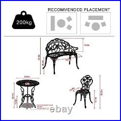 Bistro Set Outdoor 4 Piece Metal Furniture Patio Aluminum Set Black