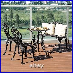 Bistro Set Outdoor 4 Piece Metal Furniture Patio Aluminum Set Black