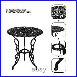 Bistro Set Outdoor 4 Piece Metal Furniture Patio Aluminum Set Black