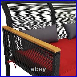 Coachford Rattan 4-Piece Patio Furniture Set Red Cushions by Sunnydaze