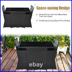 Costway 3PCS Patio Rattan Furniture Set Cushion Sofa Armrest Garden Deck Navy