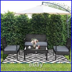 Costway 4-Piece Outdoor Rattan Furniture Set Stylish Comfort for Your Patio