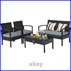 Costway 4-Piece Outdoor Rattan Furniture Set Stylish Comfort for Your Patio