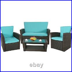 FDW 4 Pieces Outdoor Patio Furniture Sets Sectional Sofa Wicker Conversation Set