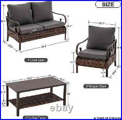 Ivinta Outdoor Patio Furniture Set, 4 Pieces Rattan Wicker Patio Furniture Sets