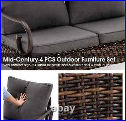 Ivinta Outdoor Patio Furniture Set, 4 Pieces Rattan Wicker Patio Furniture Sets