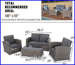 JOIVI Patio Furniture Set, 4 Piece Outdoor Patio Conversation Set, All-Weather