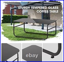 Metal Patio Furniture Set 4PCS Wide Seat Conversation Set Outdoor Sectional Sofa