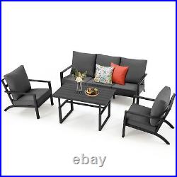 Outdoor Aluminum Patio Furniture Set Sectional Conversation Sofa Sets withCushions