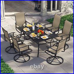 Outdoor Dining Patio Table Furniture Set Swivel Chairs Lawn Garden Yard 7PCS