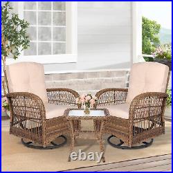 Outdoor Furniture Patio Set of 360 Degree Swivel Glider Chairs with Coffee Table