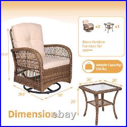 Outdoor Furniture Patio Set of 360 Degree Swivel Glider Chairs with Coffee Table