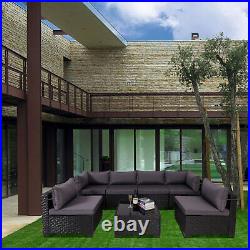 Outdoor PE Rattan Conversation Sofa Wicker Table Patio Balcony Furniture Set