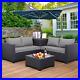 Outdoor PE Wicker Patio Furniture Set 4 Piece Black Rattan Sectional Loveseat Co