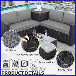 Outdoor PE Wicker Patio Furniture Set 4 Piece Black Rattan Sectional Loveseat Co