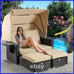 Outdoor Patio Furniture Set Daybed Sunbed with Retractable Canopy Fashion Sofa Set