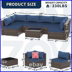 Outdoor Patio Furniture Set Sectional Rattan Sofa Conversation Set with Cushion