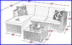 Outdoor Patio Furniture Set of 3 Sectional Sofa Rattan Wicker Chair End Table US