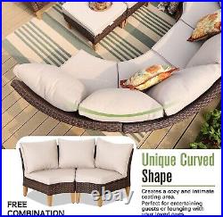 Outdoor Patio Furniture Sets Half-Moon Curved Sectional Sofa Rattan Wicker Chair