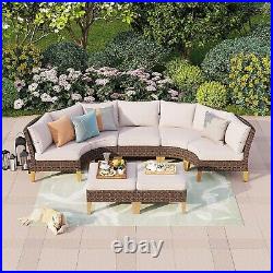 Outdoor Patio Furniture Sets Half-Moon Curved Sectional Sofa Rattan Wicker Set