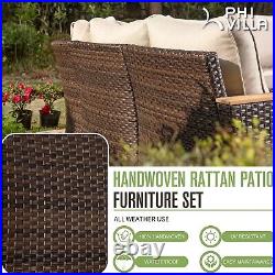 Outdoor Patio Furniture Sets Half-Moon Curved Sectional Sofa Rattan Wicker Set