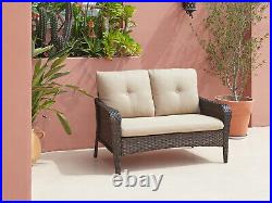 Outdoor Patio Sofa Loveseat Sofa PE Wicker Sofa Furniture High Back with Cushion