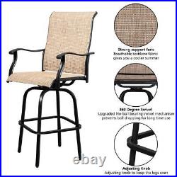 Outdoor Patio Textilene Swivel Bar Stools High Bistro Chairs Table Furniture Set