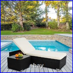Outdoor Rattan Furniture Sofa Coffe Table Lounge Chaise Cushioned Patio set