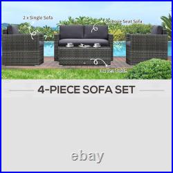 Outside Rattan Wicker Chair/Sectional Set for Patio with Glass Coffee Table